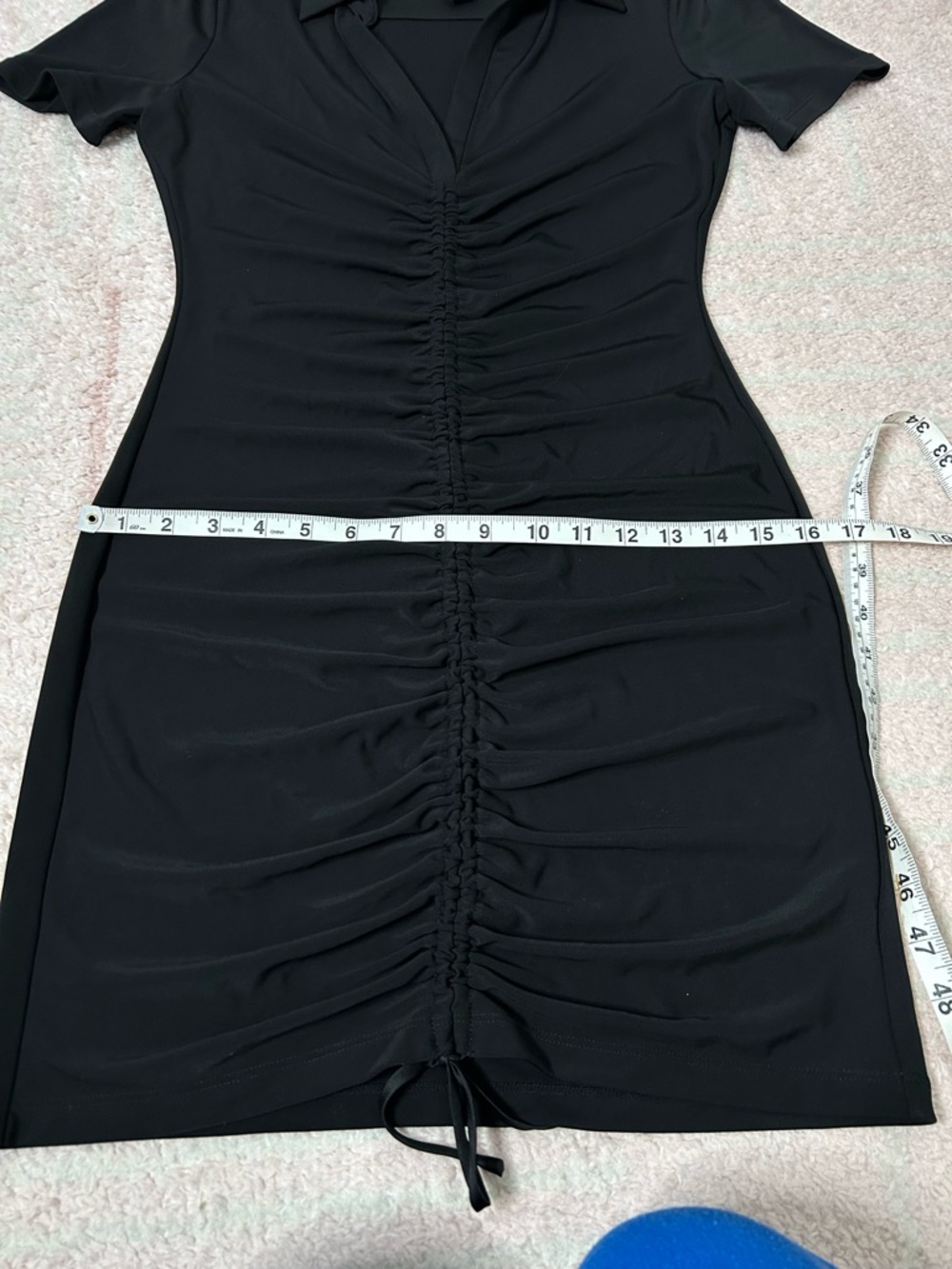 NWT Alice and Olivia Marsha Black Ruched Front Polo Mini Dress Size Medium - Picture 11 of 12